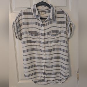 beachlunchlounge Navy and White Striped Shirt